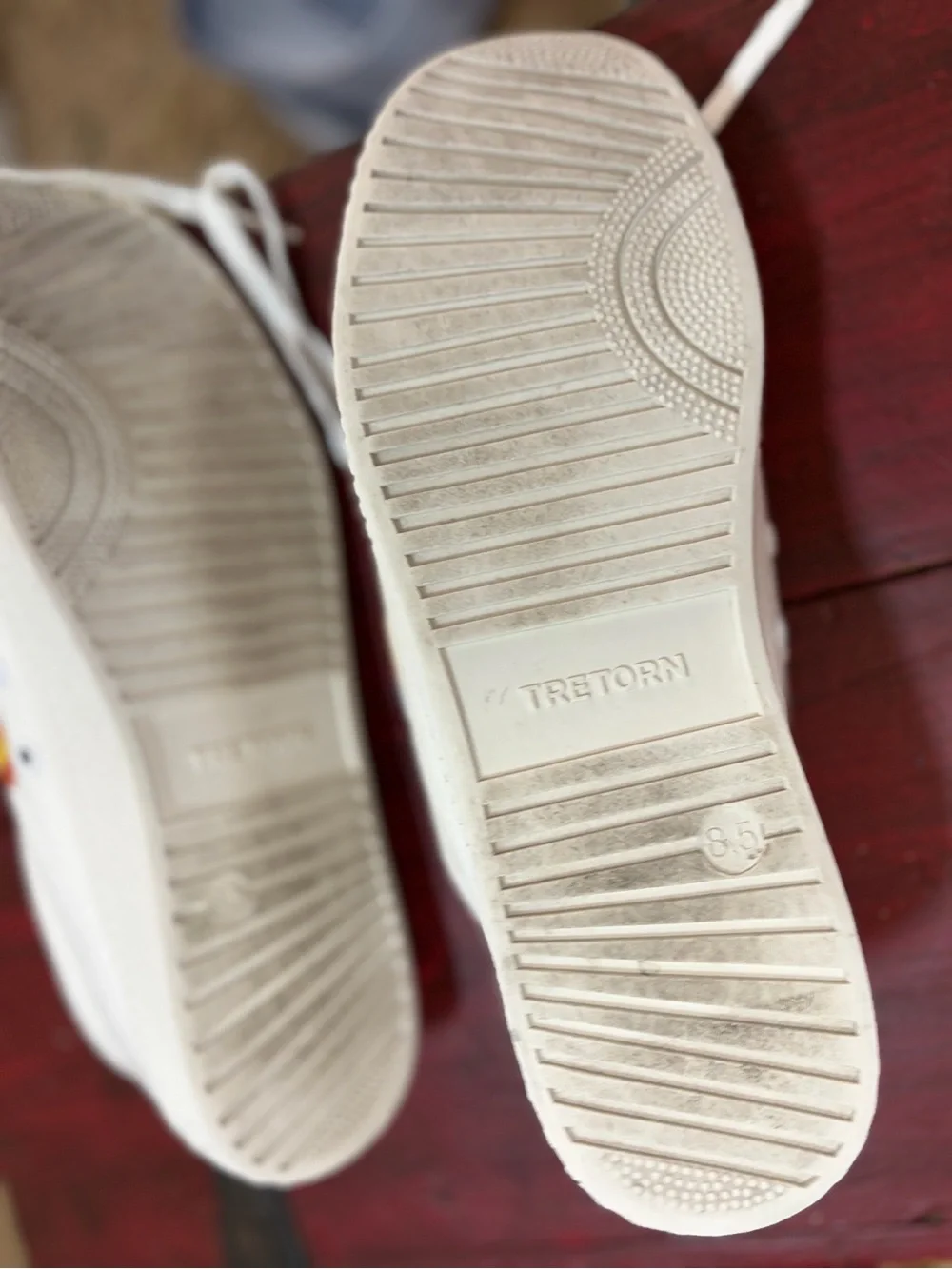 Tretorn White Leather Sneakers with Gold Accent